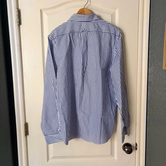 AYR women’s oversized blue and white striped button up, collar, cotton, XL - Picture 3 of 12